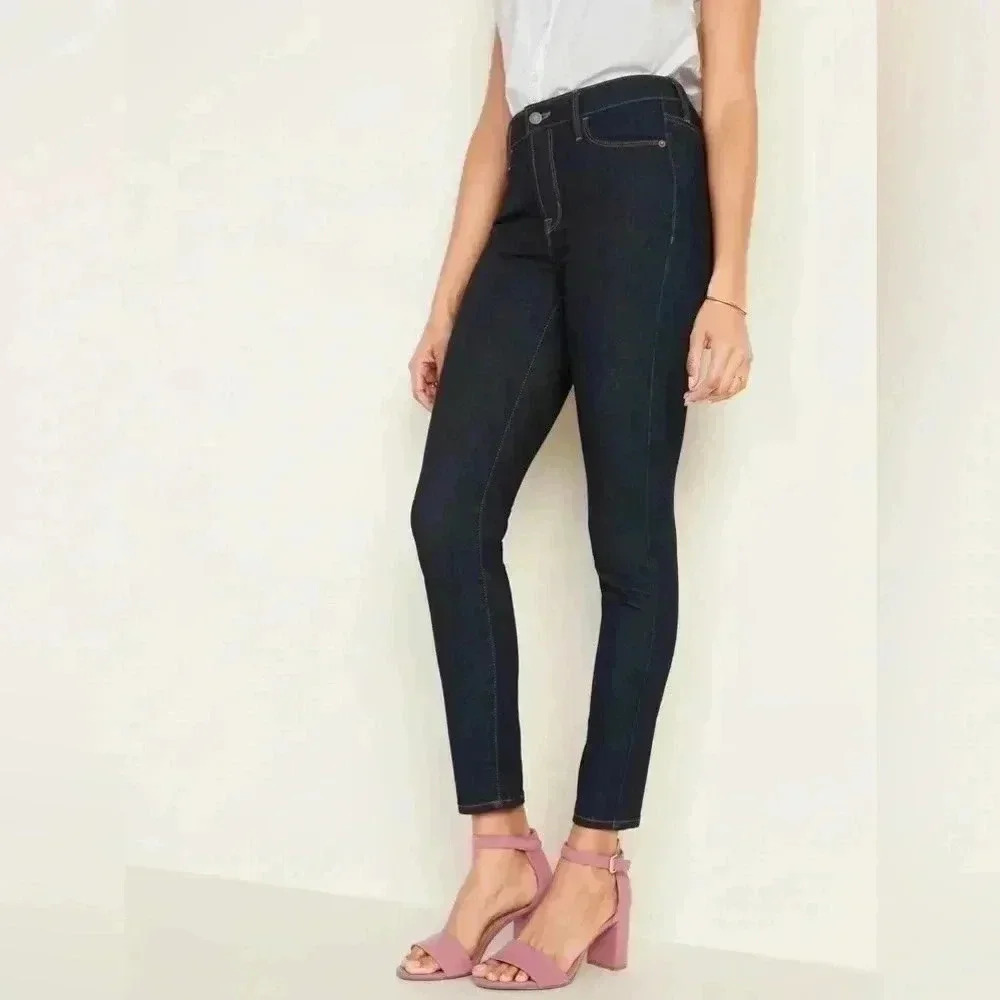 Old Navy Rockstar High Rise Skinny Jeans Dark  Wash Blue Denim Size 2/26